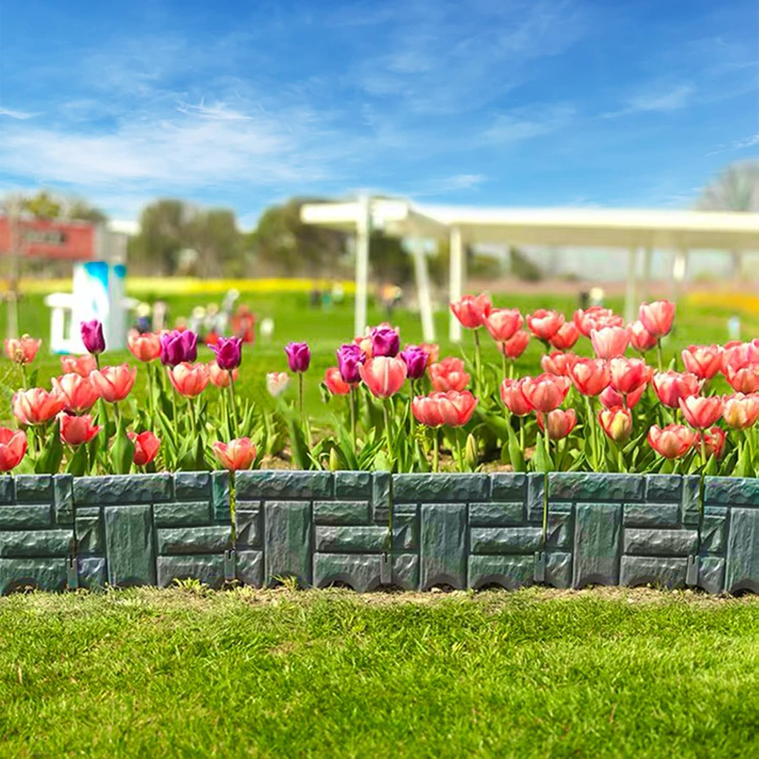 Garden Decorative Edging Fence,Garden Border Edging Plastic Flower Bed Edging for Edging DIY