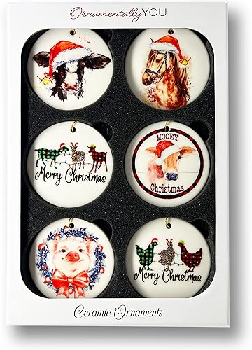 Miniatura 3 de Adornos de Navidad con temática de animales de granja (paquete de adornos de Navidad de animales de granja)