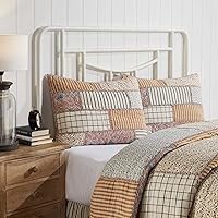 VHC Brands Kaila Patchwork Quilted Standard Pillow Sham 21x27 - Vintage Farmhouse Boho Bedroom Decor