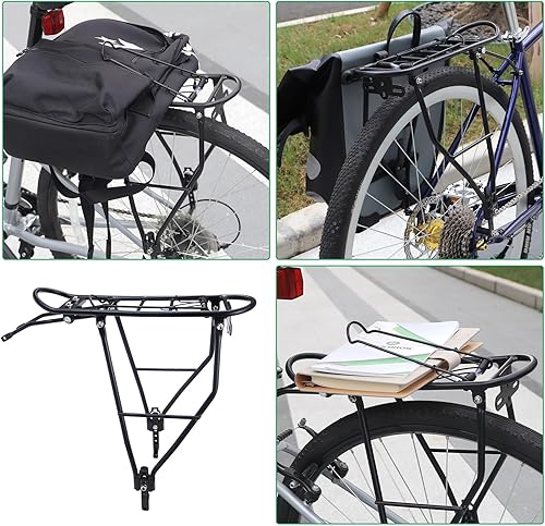 Miniatura 5 de Portabicicletas trasero para bicicleta, soporte de carga de aluminio de aleación ligera de 55 libras, soporte de carga para bicicleta de montaña,