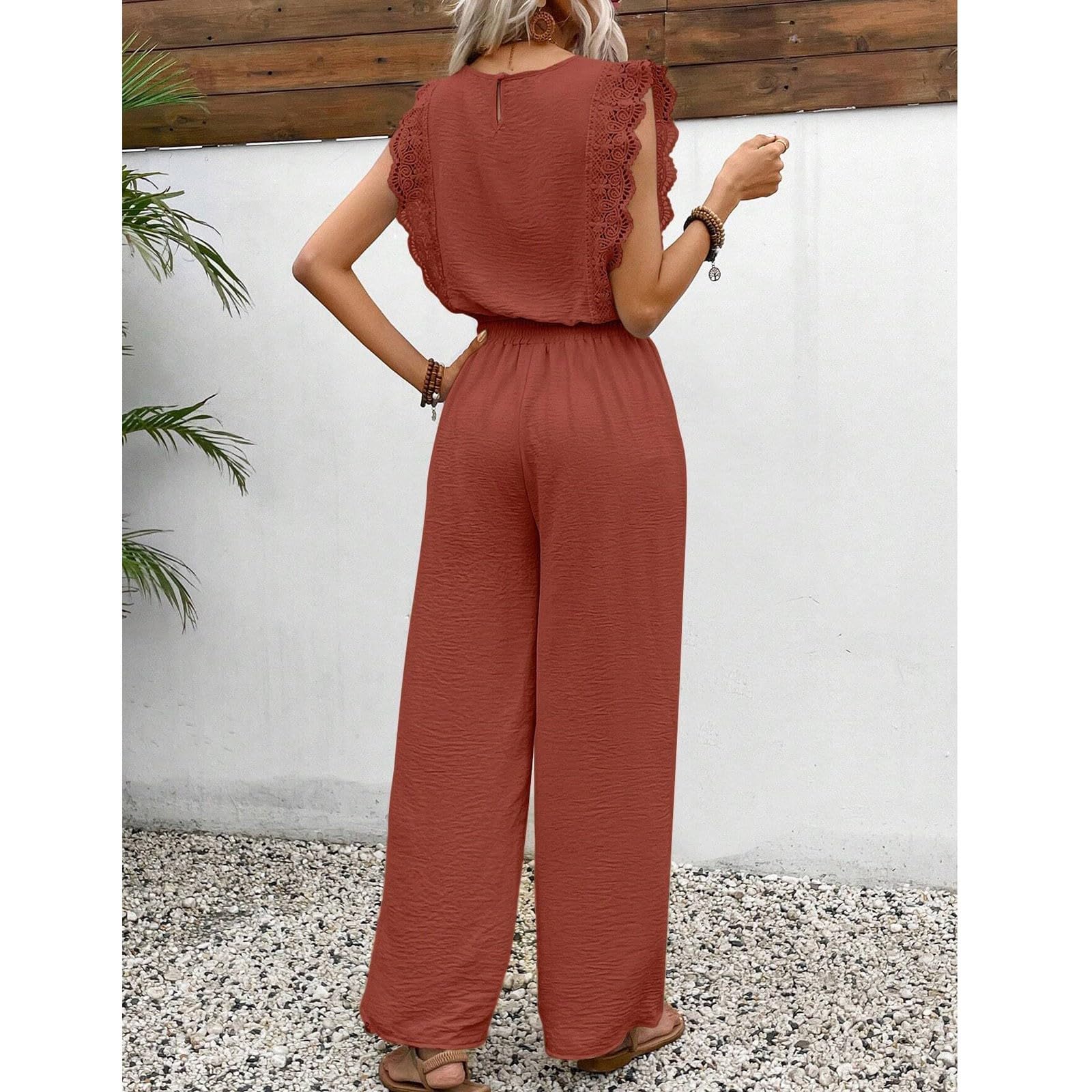 Atuendo Mujer Moderno Primavera Cintura Alta Tops Y Pantalones Sin Mangas Sportiva Tejer Delgado Color Sólido
