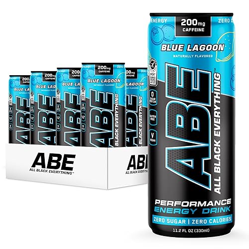 Miniatura 8 de All Black Everything - Bebida energética sin azúcar  Blue Lagoon  0 calorías  Paquete de 12  200 mg de cafeína natural  Bebida deportiva