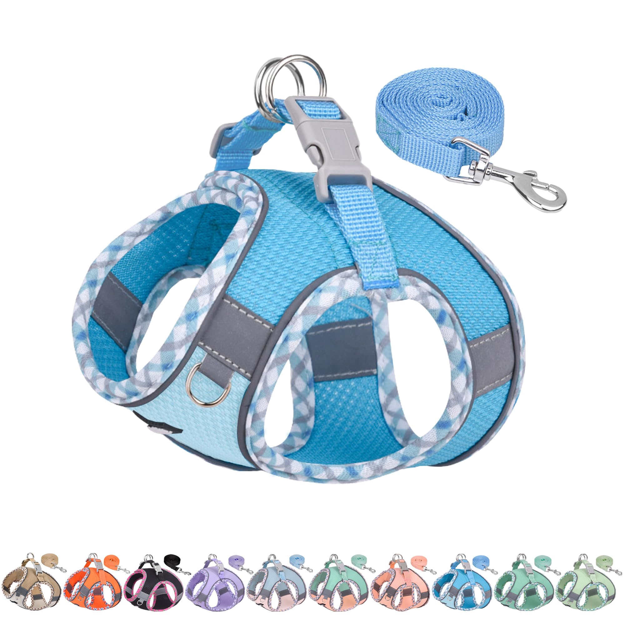 AIITLE Tiny Dog Harness - Lightweight Mesh Step-in Vest for Puppy, Reflective & Escape-Proof Design with High-Stick Magic Tape - Indoor/Outdoor Use