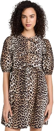 Ganni Womens Cotton Poplin Tie String Mini Dress