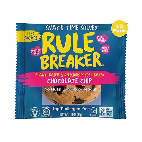 Rule Breaker - Galletas veganas, sin gluten, sin nueces, hipoalergénicas, Kosher, envueltas individualmente, 1.9 oz, aperitivos