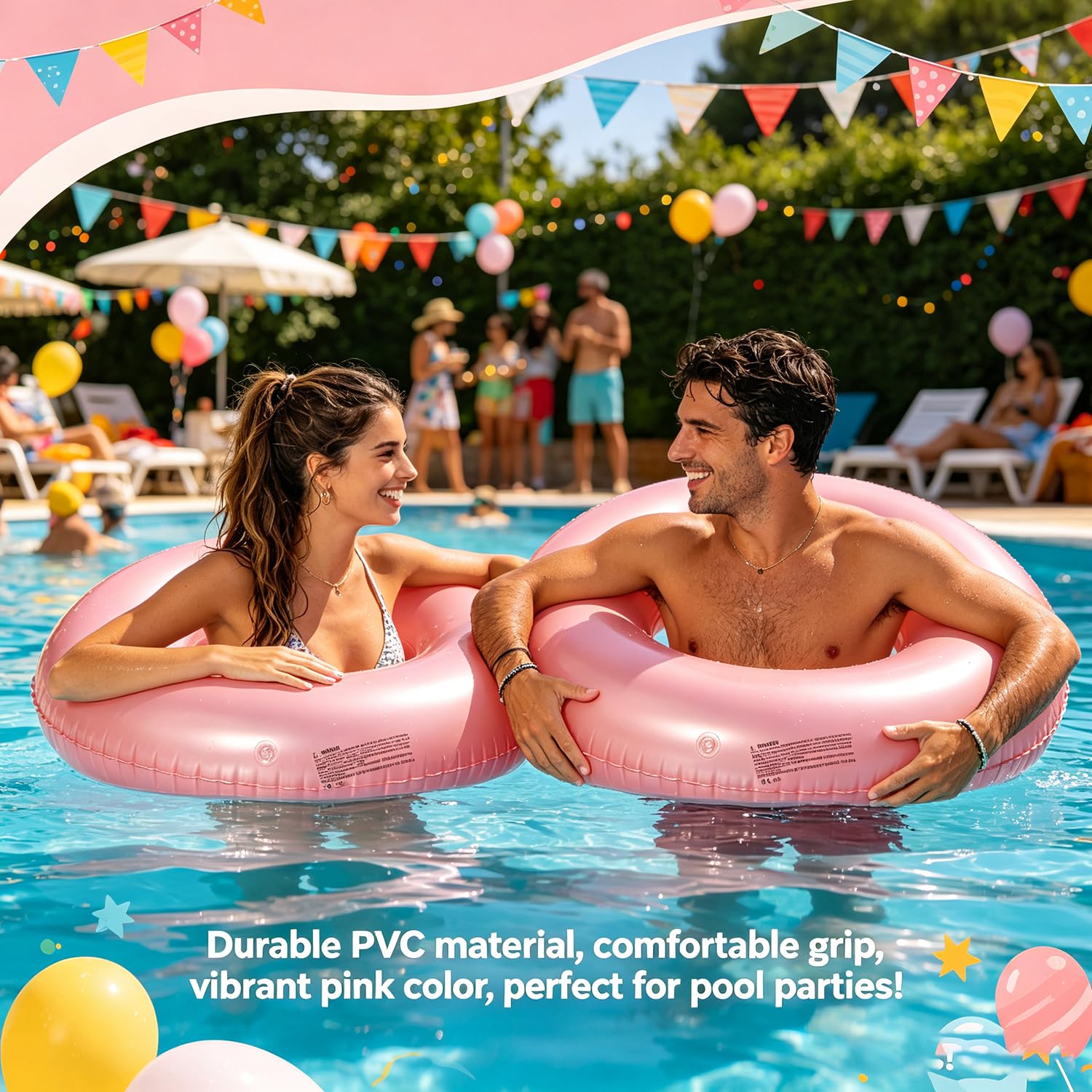 Lot de 4 flotteurs tropicaux pour adultes - Grande bouée de natation pour adultes, adolescents et adultes - 89,9 cm - Tubes gonflables - Pour l'été, la plage, les enterrements de vie de jeune fille