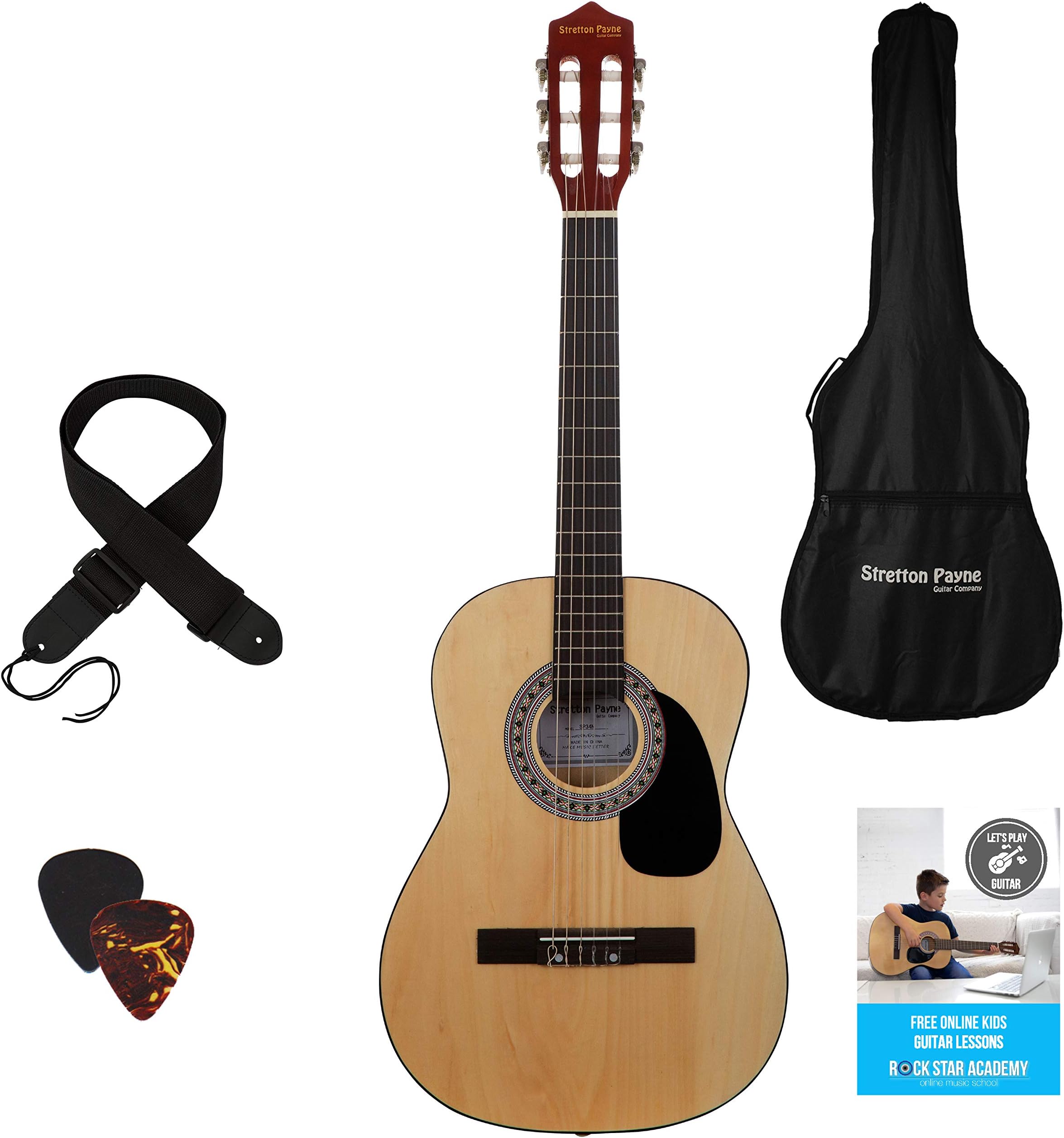 Childrens Nylon String Acoustic Guitar - 3/4 Sized - 36 inch - Natural Grade AB