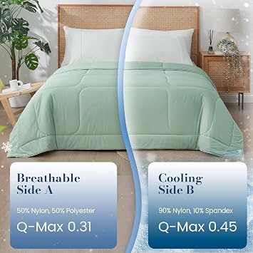 Amelie Home Cooling Comforter Queen for Hot Sleepers, Heather Mint Green
