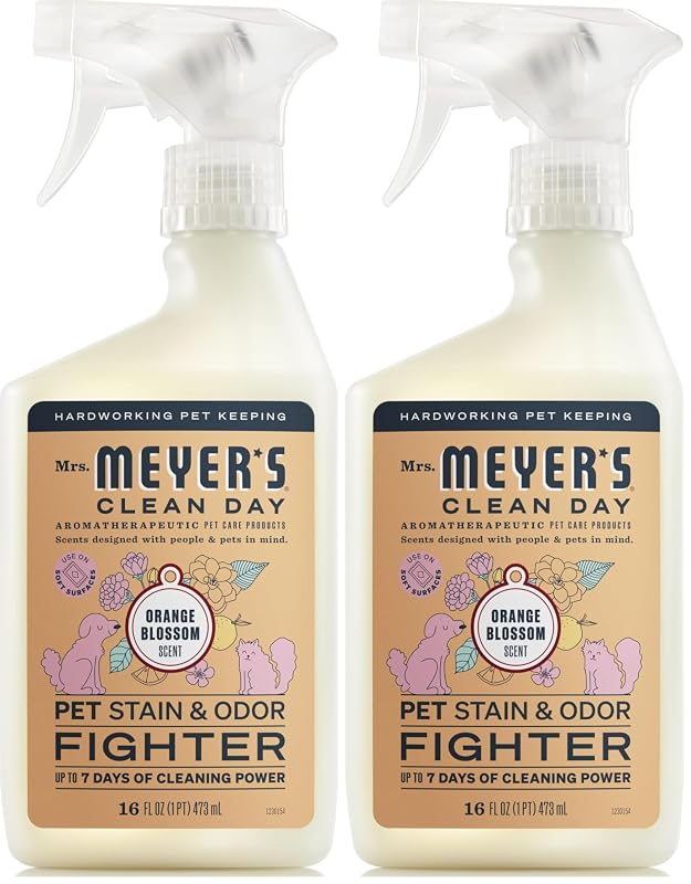 Spray para Limpeza de Manchas e Odores em Superfícies para Cães Mrs. MEYER'S Orange Blossom, Pacote com 2 x 473 mL