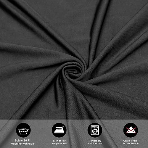 Miniatura 4 de Fixwal Paquete de 6 manteles rectangulares de elastano de 6 pies, resistentes y elásticos, para eventos, bodas, banquetes, fiestas (negro, 72