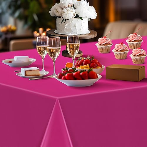 Miniatura 7 de Mantel rectangular serie rosa de 6 piezas, 54 x 72 pulgadas, color sólido, impermeable y a prueba de derrames, mantel de plástico desechable