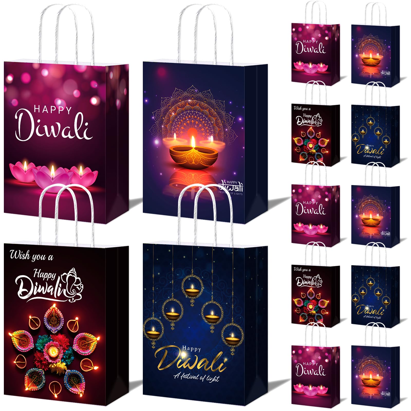 ANYMONYPF 16 Packs of Diwali Paper Bags Happy Diwali Gift bags Bag