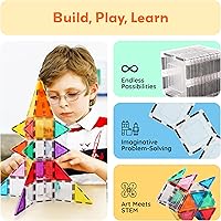 Vista 6 de PicassoTiles Juego de expansión de azulejos magnéticos transparentes transparentes STEM, kit de juguetes educativos de construcción para niños de 3