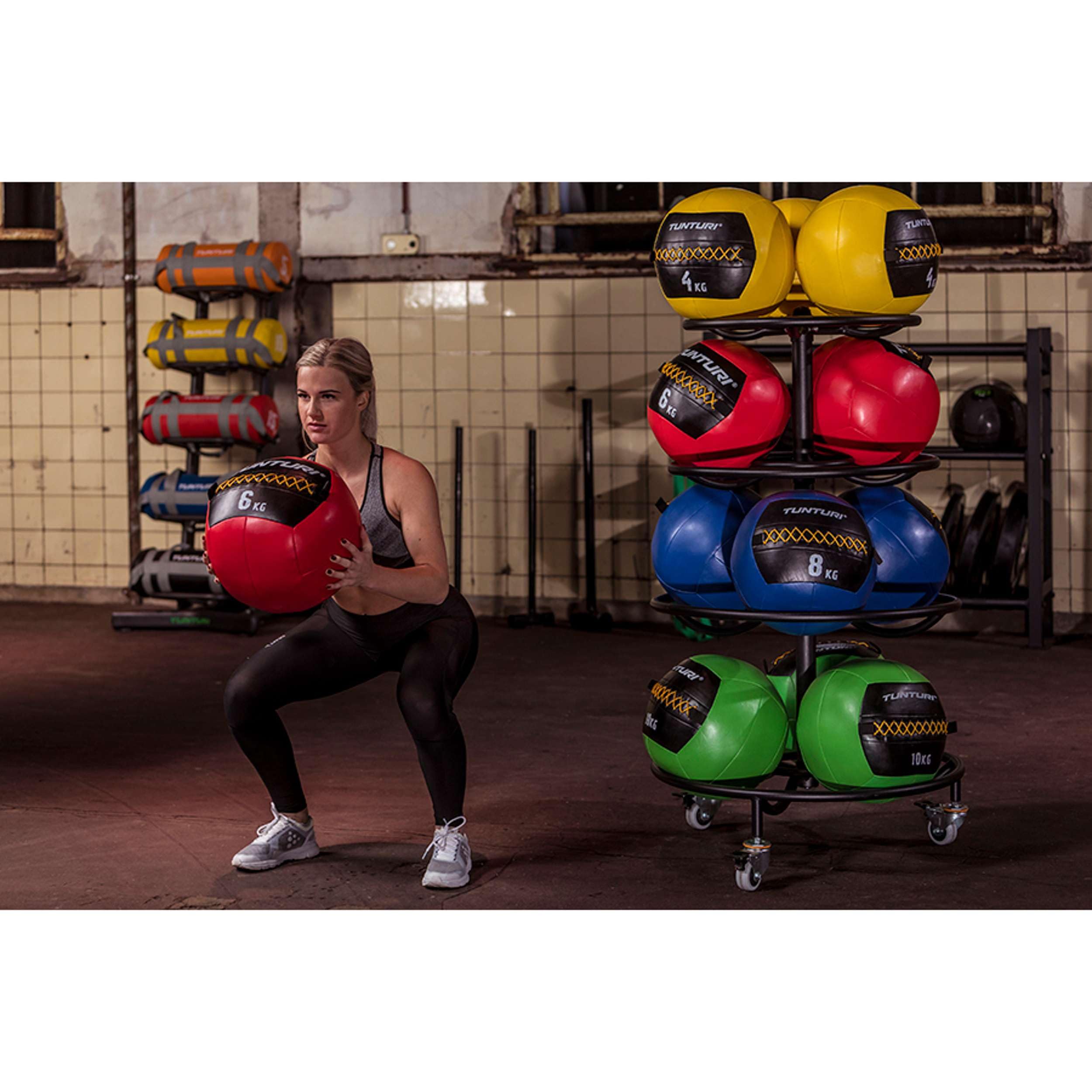 Tunturi Balle Murale Wall Ball Functional Training 10kg Vert
