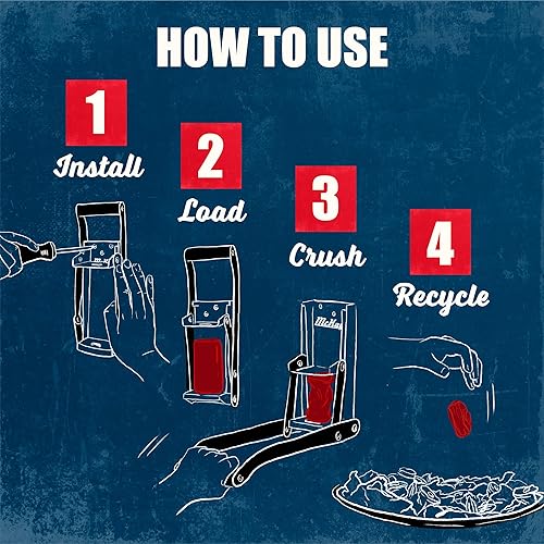 Miniatura 4 de Mckay Trituradora de latas de metal de 16 onzas, trituradora de latas montada en la pared, trituradora de latas para reciclar trituradora de pared