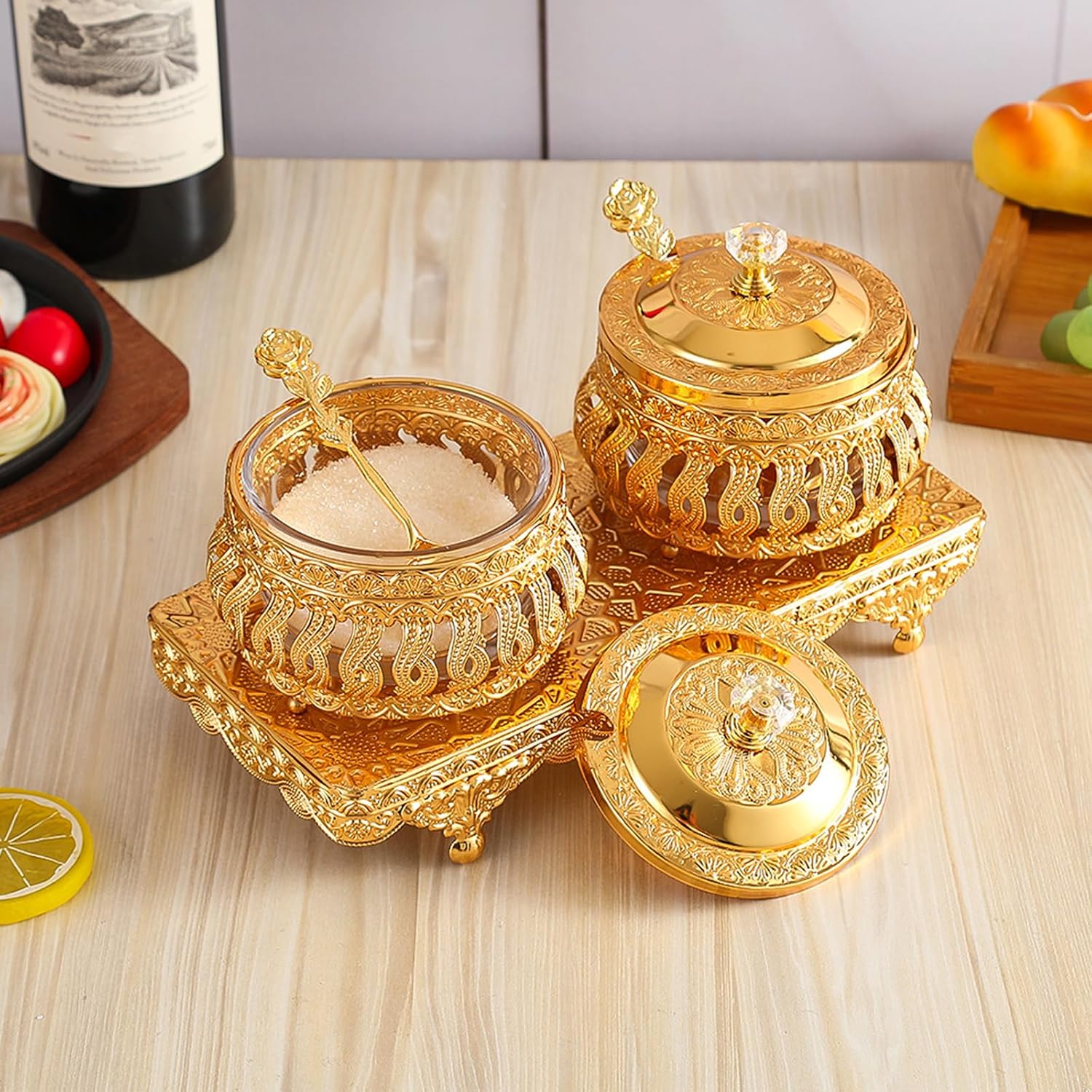 Condiment Holder Kitchen Seasoning Storage with Sturdy Base and Miniature Spoon Accessories Elegant Seasoning Agitators Set