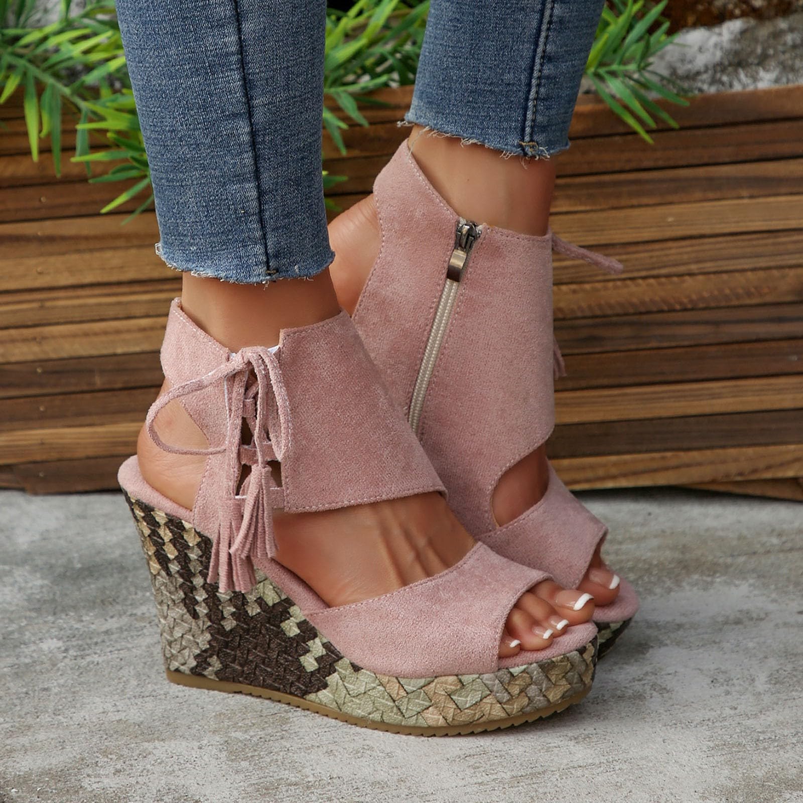 Genérico Chanclas Cós De Verano Para Mujer Sandalias De Verano Para Mujer Sandalias Suela Con Cuña Elegantes Cuña Caminar Cós Con Hebilla Ajustable Planas Transpirables Suelas Gruesas Calzado