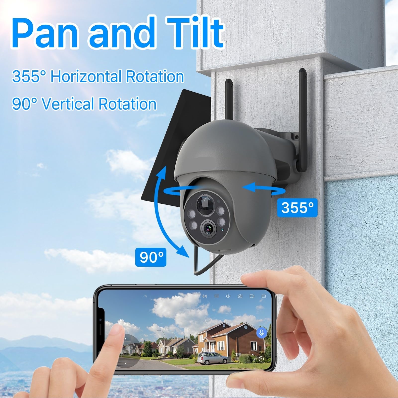 Telecamera di sicurezza esterna WiFi solare da 5 MP