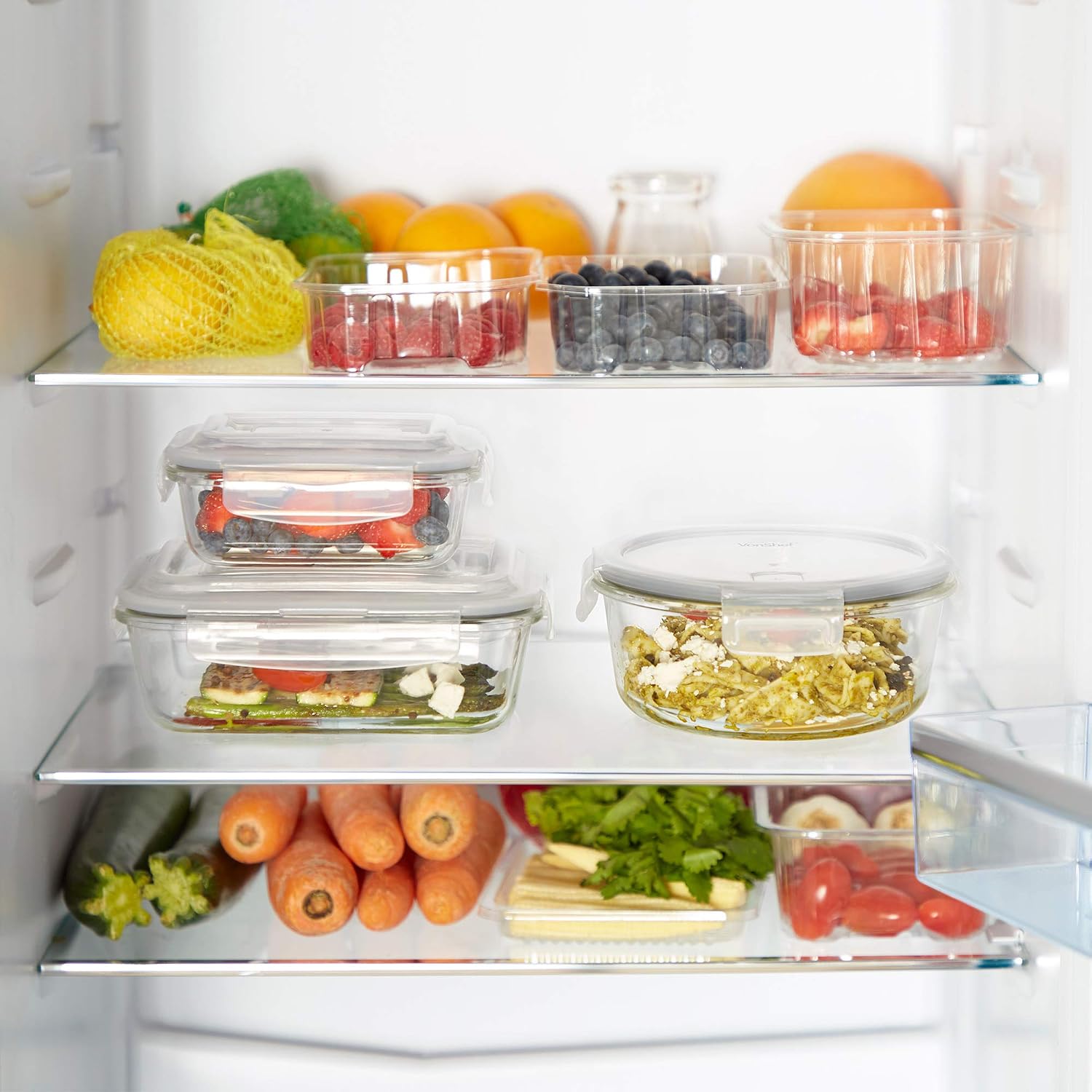 VonShef 5-Piece Glass Food Storage Set