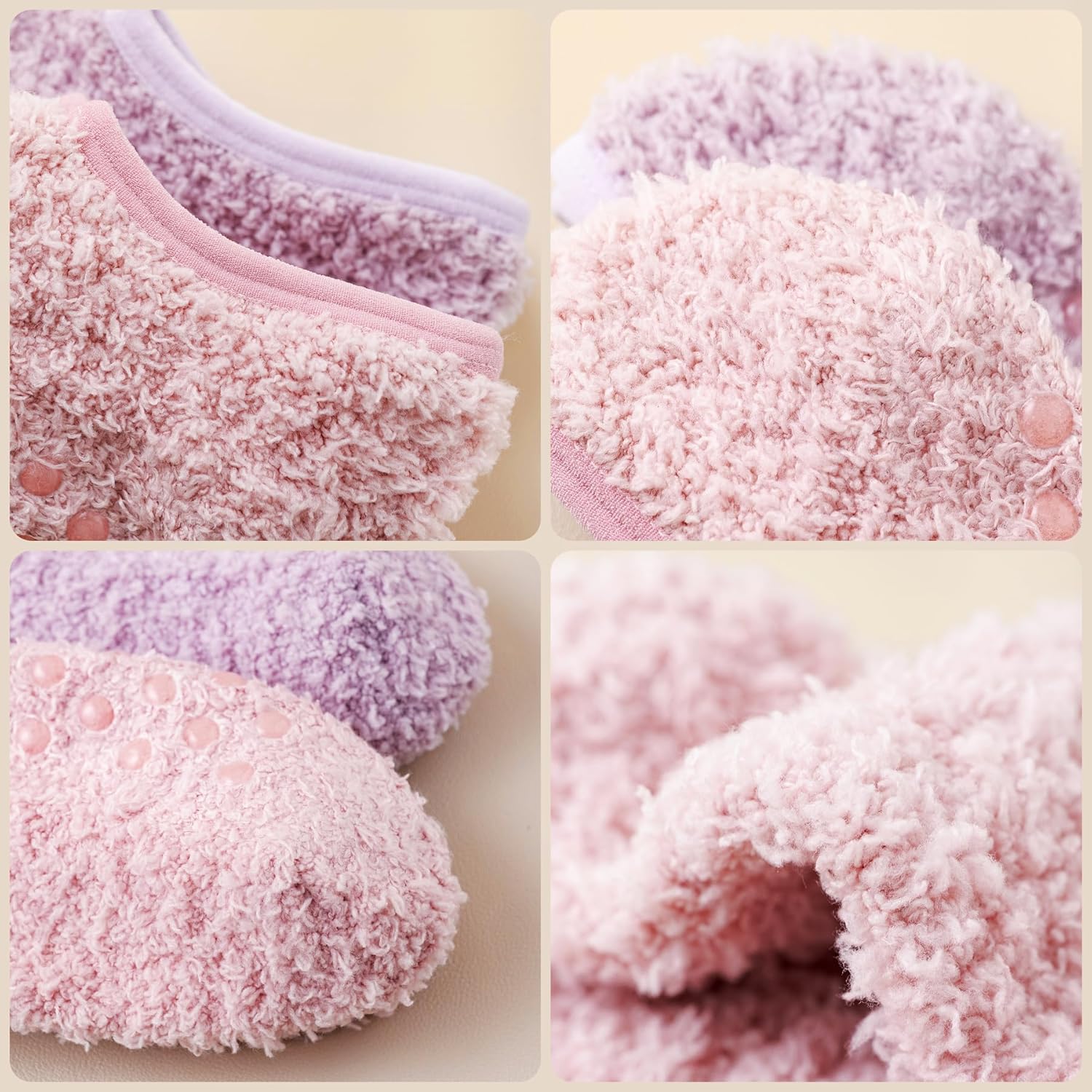 jeuhut Fuzzy Socks with Grips for Women 6 Pairs Non Slip Grippy Footies Slipper Socks for House and Hospital - Image 2