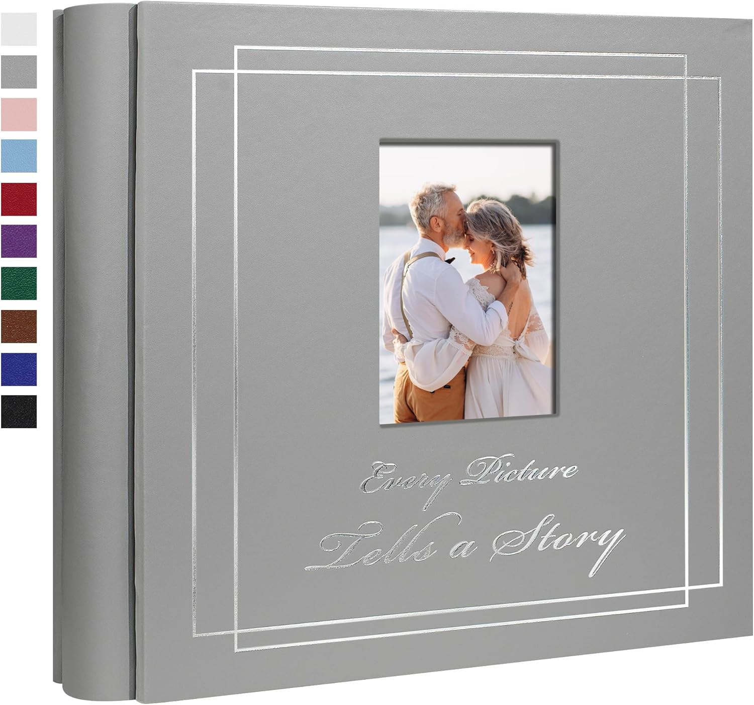 Photo Album 4x6 1200 Photos Leather Cover Wedding Photo Albums Extra Large Capacity Picture Book with Beautiful Prints Presents for Wedding Baby Vacation Grey