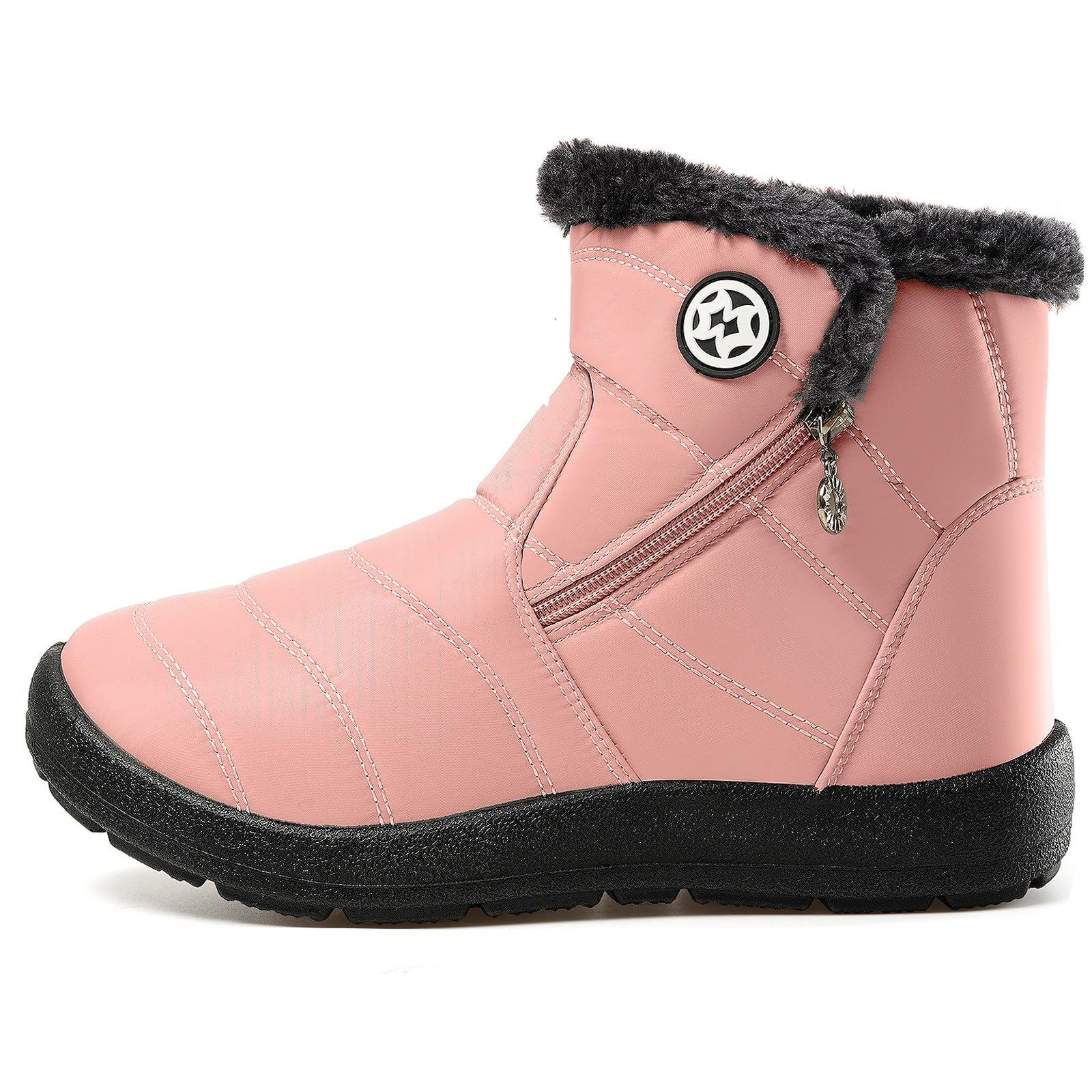 Stivali Donna Stivaletti Invernali Impermeabili Cerniera Stivali da Neve Cotone Caldo Peluche Caviglia Boots Bassi Scarpe Ultraleggero