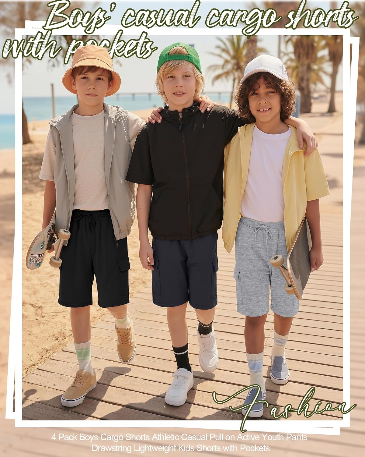 4 Pack Boys Cargo Shorts