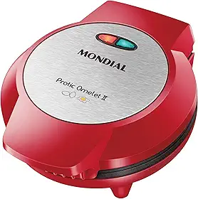 Omeleteira Pratic Omelet II, Mondial, Vermelho/Inox, 800W, 110V - OM-04-RI