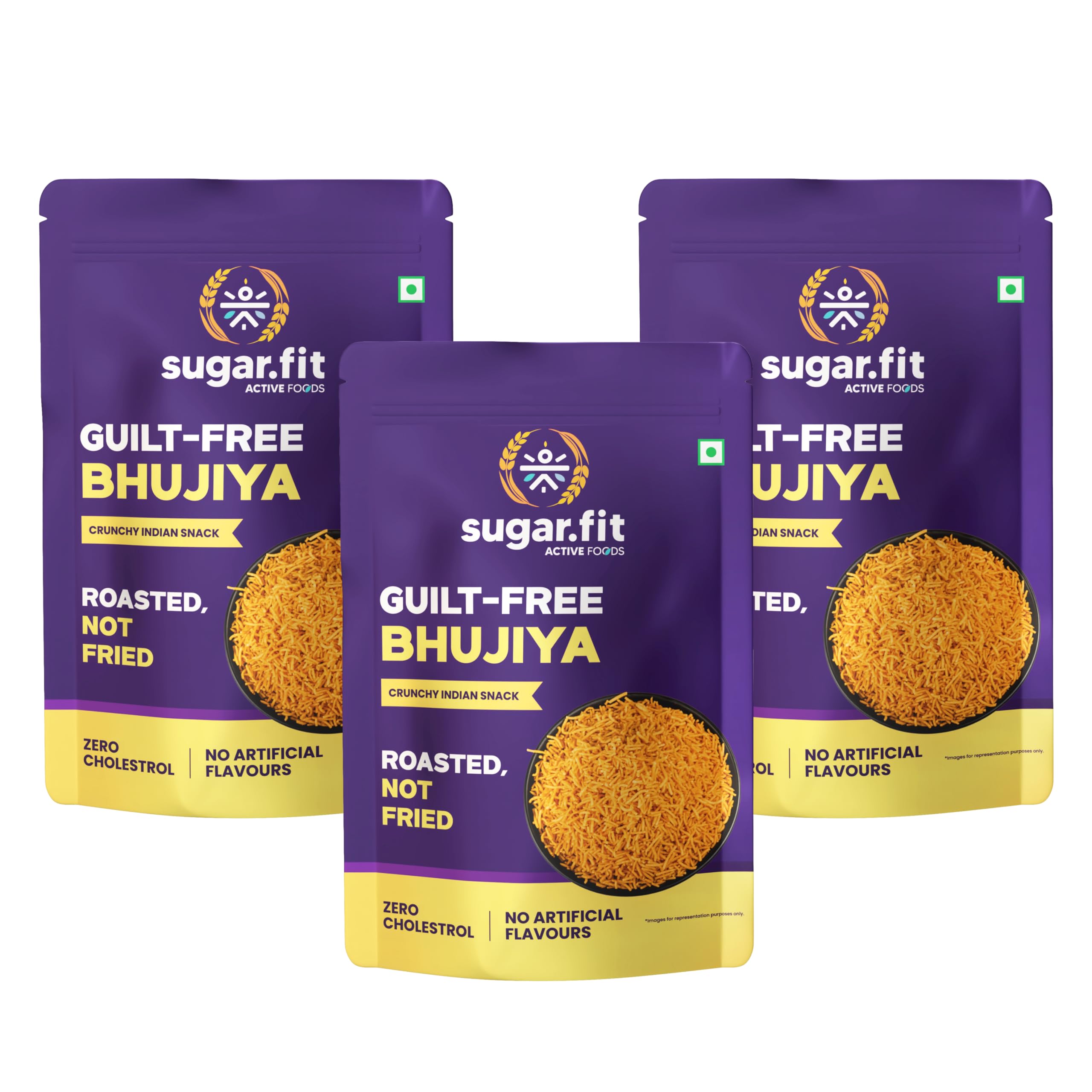 Sugar.Fit Active Guilt-Free Bhujiya 150 g - Pack of 3, 100% Roasted Snacks for diabetes, No Palm Oil Snacks, Sugar Free Diet Snacks, Healthy Snacks for Adults, Crunchy Indian Flavour, High Protein, Low GI Bhujia (B0DFH6YYDG) Amazon Price History, Amazon Price Tracker