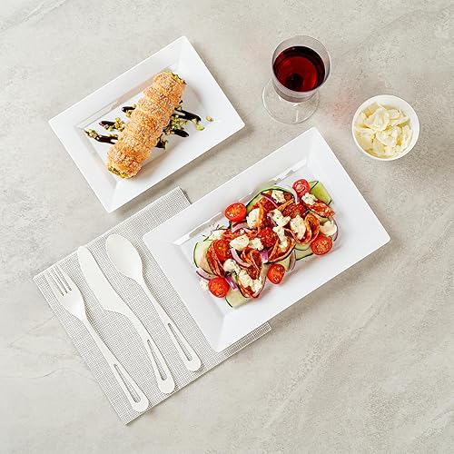 Miniatura 10 de Restaurantware Moderna - Platos desechables de alta calidad de 9.5 x 6.3 pulgadas, 10 platos rectangulares de plástico para fiestas, platos llanos