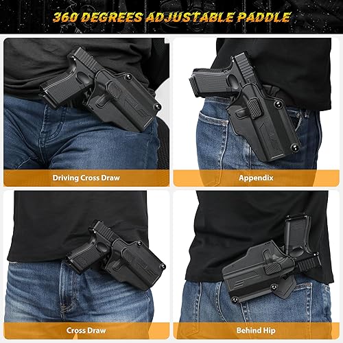 Miniatura 6 de Funda universal OWB compatible con GlockSig SauerCZRugerSmith & Wesson1911TaurusSpringfield ArmoryBeretta etc 80+ pistolas, pala ajustable de 360,