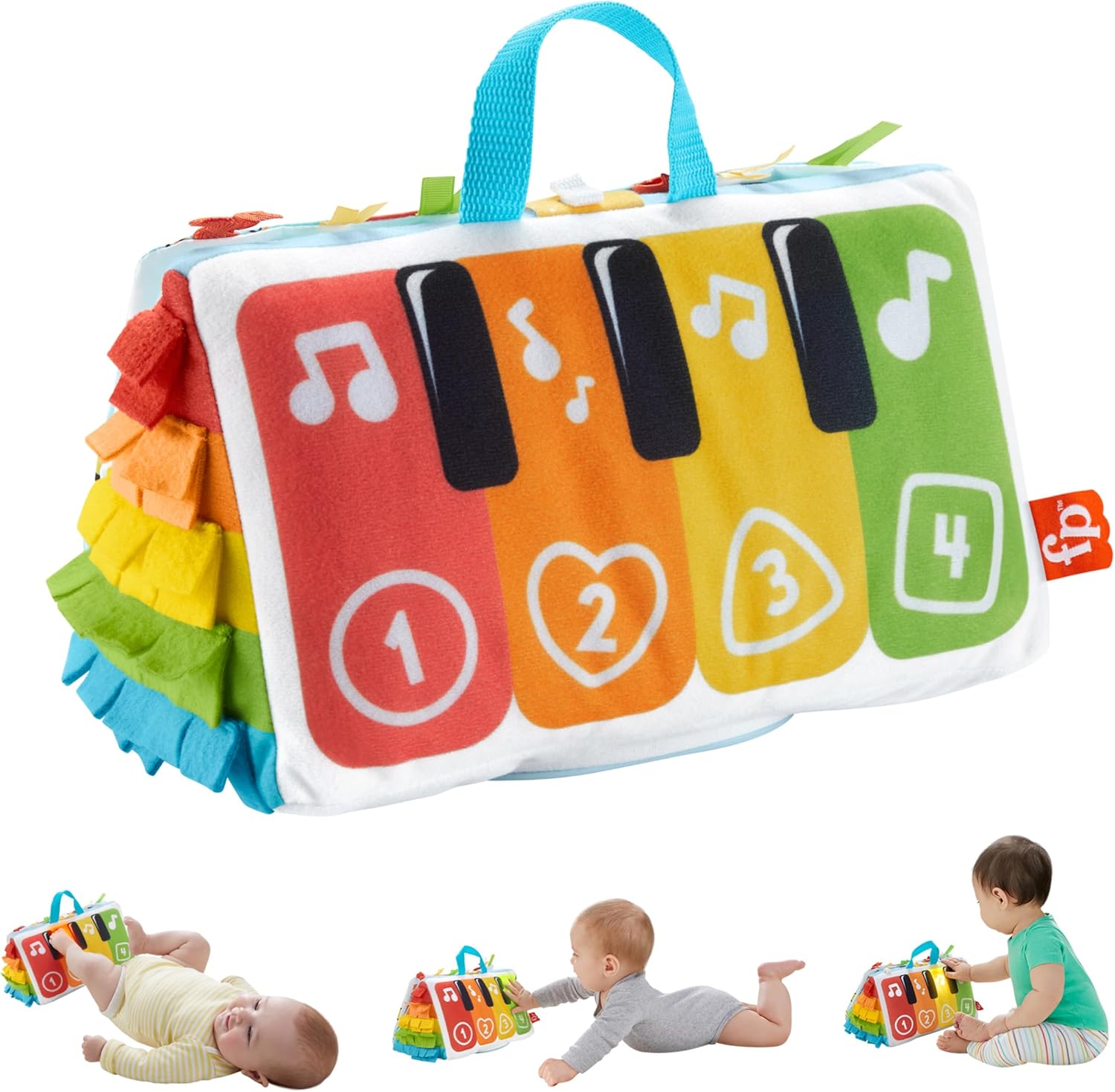 FISHER-PRICE Kick & Play Soft Piano - Weiches und tragbares Pianospielzeug, mitwachsendes Design, bunte Tasten, für Babys ab der Geburt, HND54
