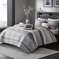 Vista 14 de Madison Park - Juego de edredón de lujo con diseño de rayas jacquard - Para todas las estaciones, colcha de cama ligera, fundas, almohada