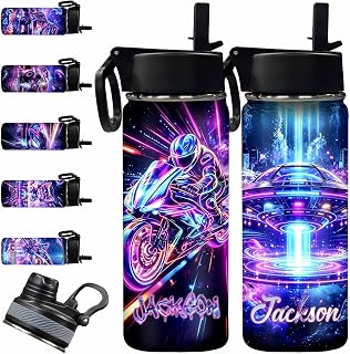 InterestPrint Customized Kids Insulated Bottle, Personalized Stainless Steel Water Bottles Double Wall Vacuum Insulated Bottle for Boys