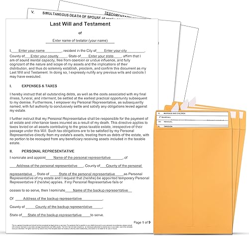 Miniatura 6 de Zastic! Kit de última voluntad y testamento 2024 formularios en papel de testamento legal en blanco de última voluntad, plantillas para creadores de