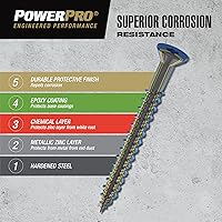 Vista 4 de Power Pro Anclajes de tornillo de hormigón de cabeza plana blancos (1/4" x 1-1/4") - 100 piezas