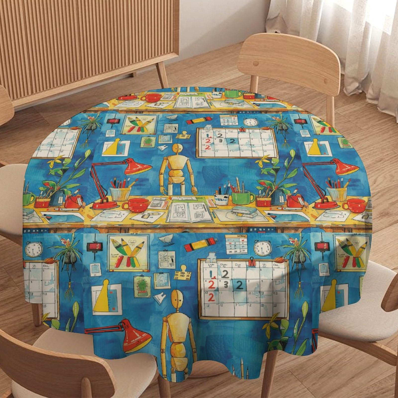 Nappe ronde lavable anti-tache pour simplifier les repas de cuisine au quotidien