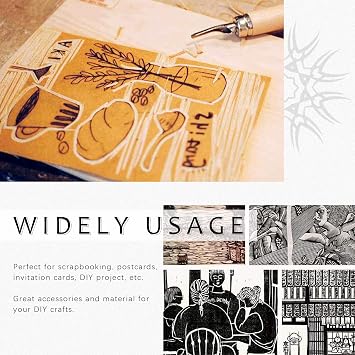Swpeet 24Pcs Block Printing Starter Tool Kit, Rubber Stamp Carving Blocks, Ink Roller, Carving Tools, Gloves, Tracing Papers and Ink Mixing Tray for Stamp Carving