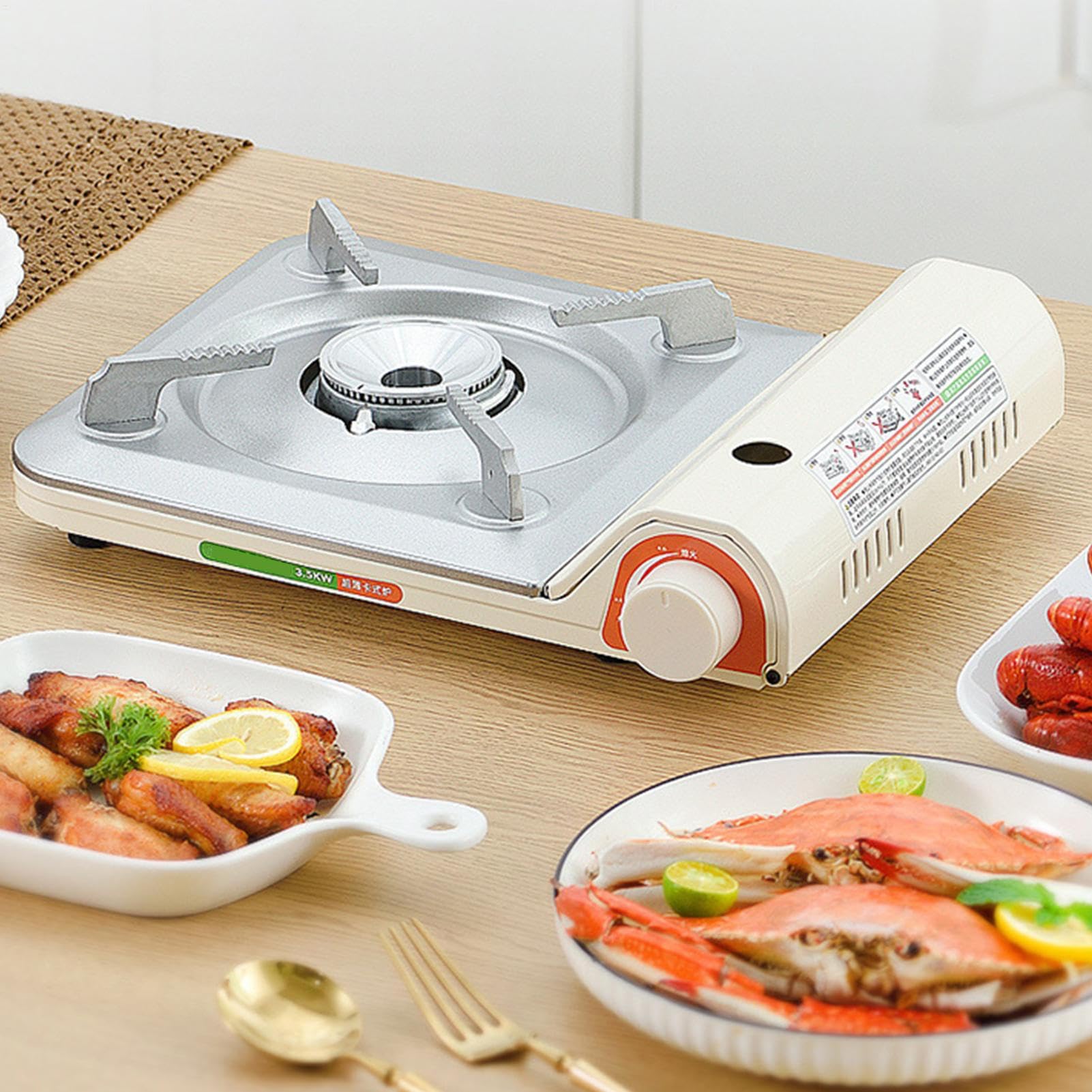 Réchaud de Camping Cuisine Extérieure Portable pour Randonnée | Brûleur Léger Ultra-Plat Compact pour , Randonnée et Cuisine en Extérieur avec Table de Cuisson Portable