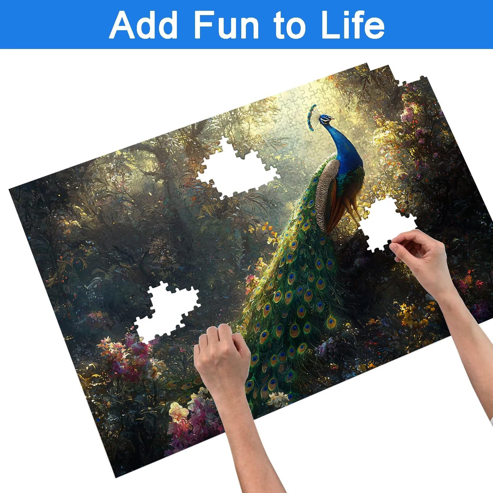 Puzzle 3000 Pezzi Pavone, Puzzle Animale 3000 Pezzi Arte per Adulti e Bambini, Misura: 122x81 cm, Puzzles Legno per Adulti con Squisita Scatola di Imballaggio, Idea Regalo Donna, Regalo Uomo, -7241