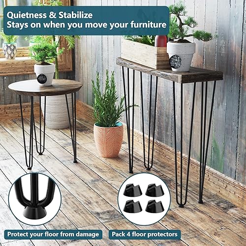 Miniatura 5 de CWLOTAC Juego de 4 patas de mesa de café de 36 pulgadas, 3 varillas sólidas con patas de mesa de escritorio de metal, bricolaje industrial para