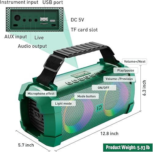 Miniatura 8 de SHIDU Máquina de karaoke para adultos con micrófono inalámbrico y luces deslumbrantes, altavoz Bluetooth portátil con sistema PA para fiesta en