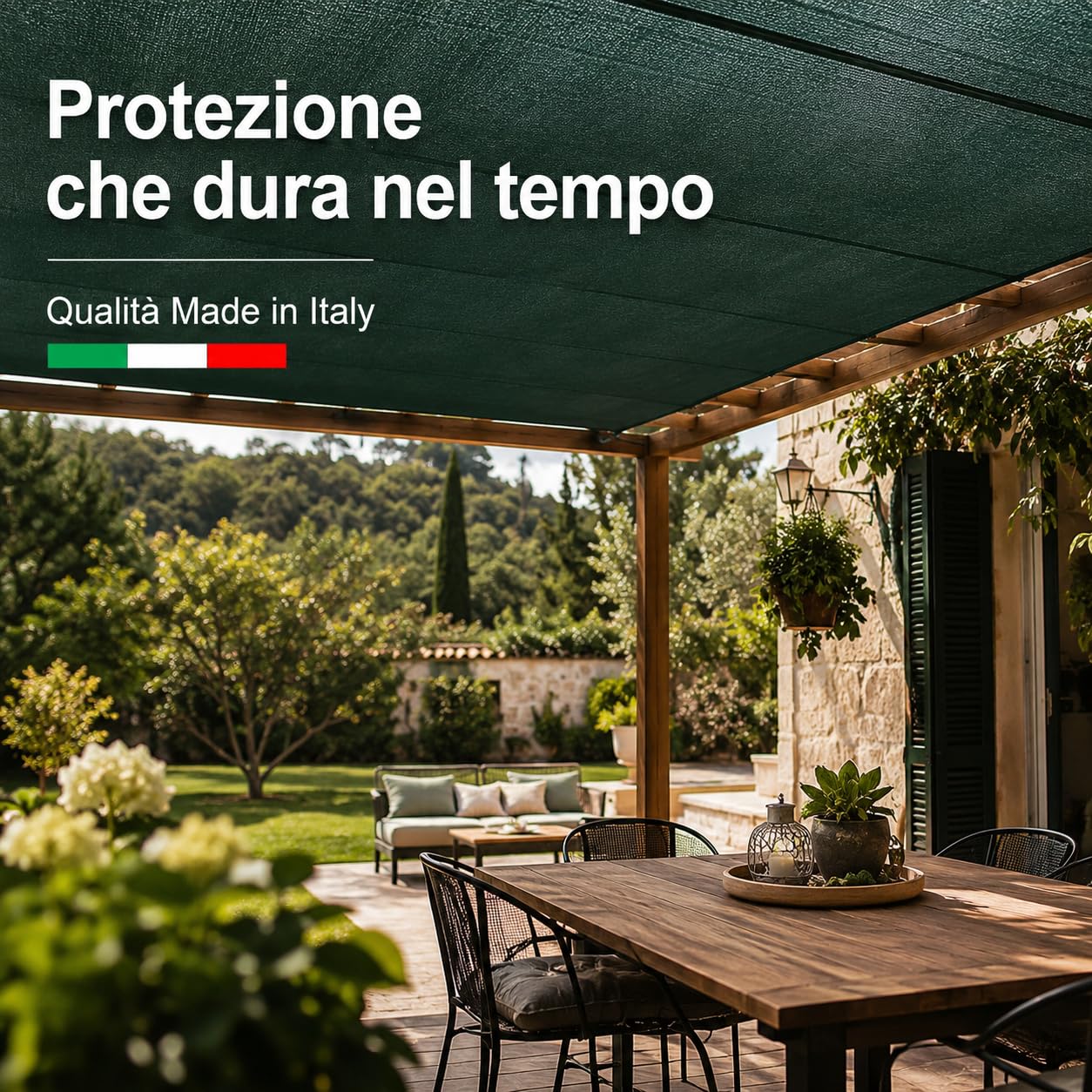 Masterbrico Rete Ombreggiante Verde per Orto, Ombra 90% — 400 cm x 25 metri | Filo piatto UV-resistente, indemagliabile — ideale per frangivista, frangisole, orto e tunnel agricoli