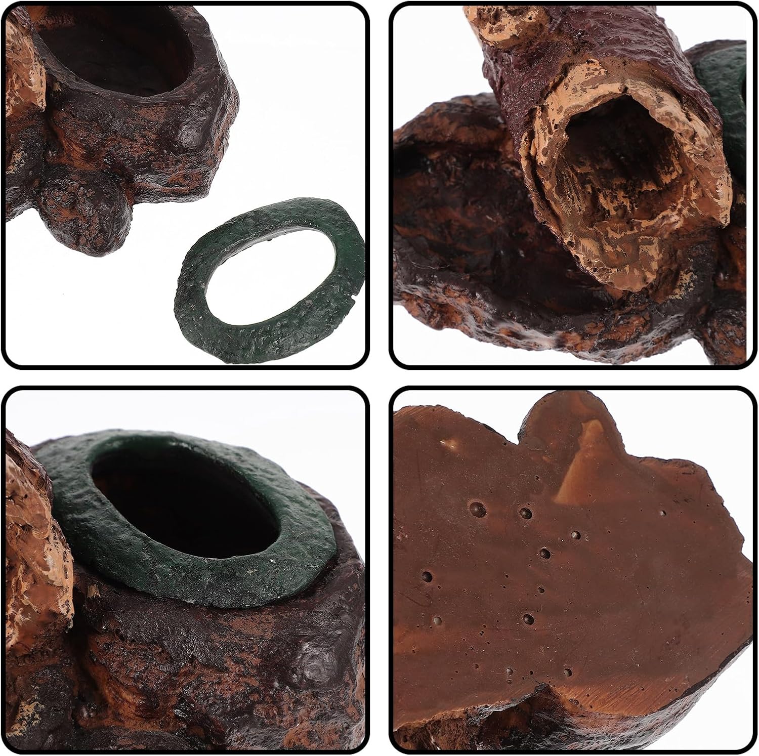 Resin Terrarium Reptile Feeding Basin with Water Dish and Hideout, Small Lizard Food Bowl for Indoor Reptile Habitat, Suitable for Lizards and Snakes