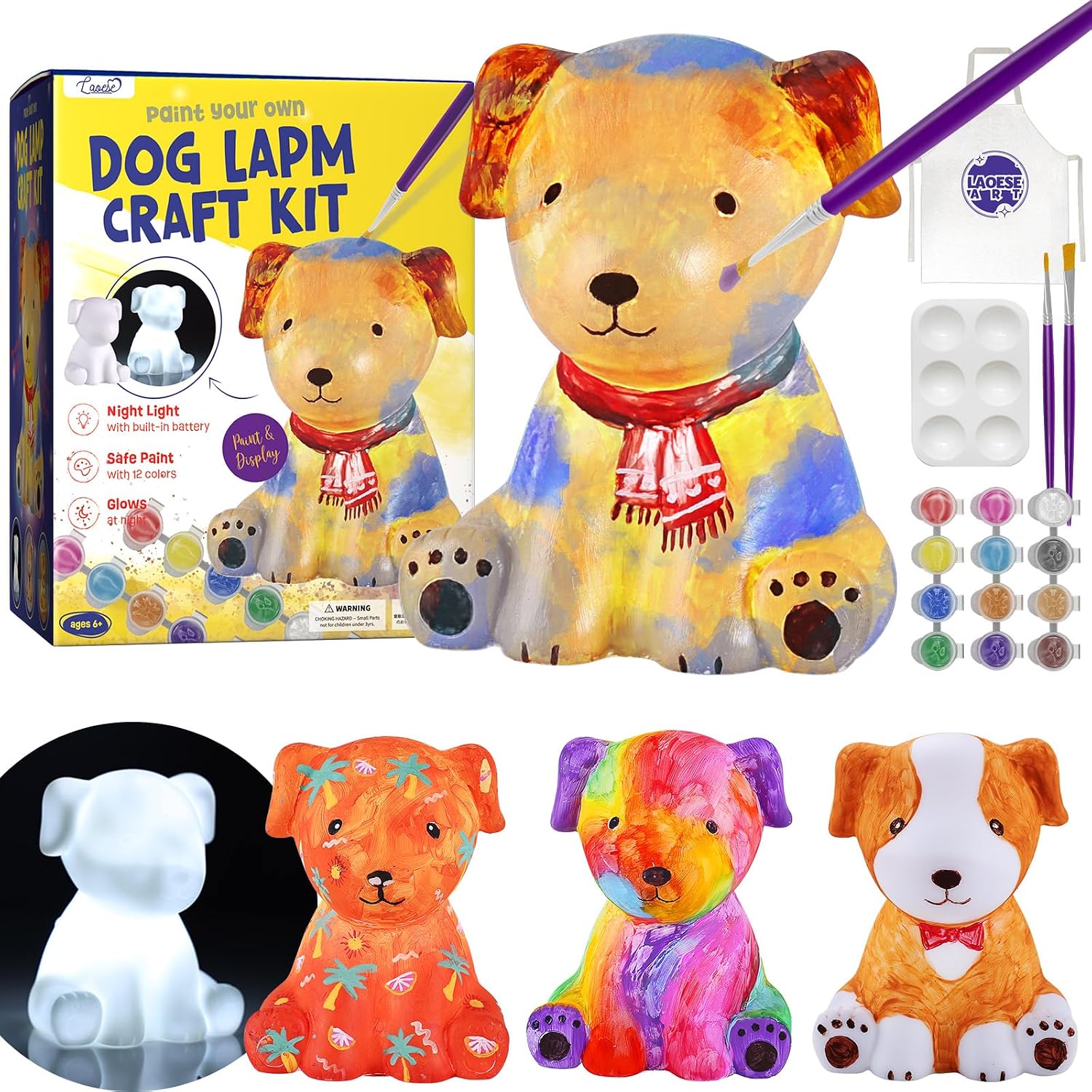Pro | ONE TO FOUR Paint Own Dog Lamp Kit, Art Supplies Arts & Crafts Kit, Painting kit for Kids 6-12, Arts and Crafts for Kids Ages 8-12, Toys Girls Boy Birthday Gift Ages 6 7 8 9 10 11 12+ 2026
