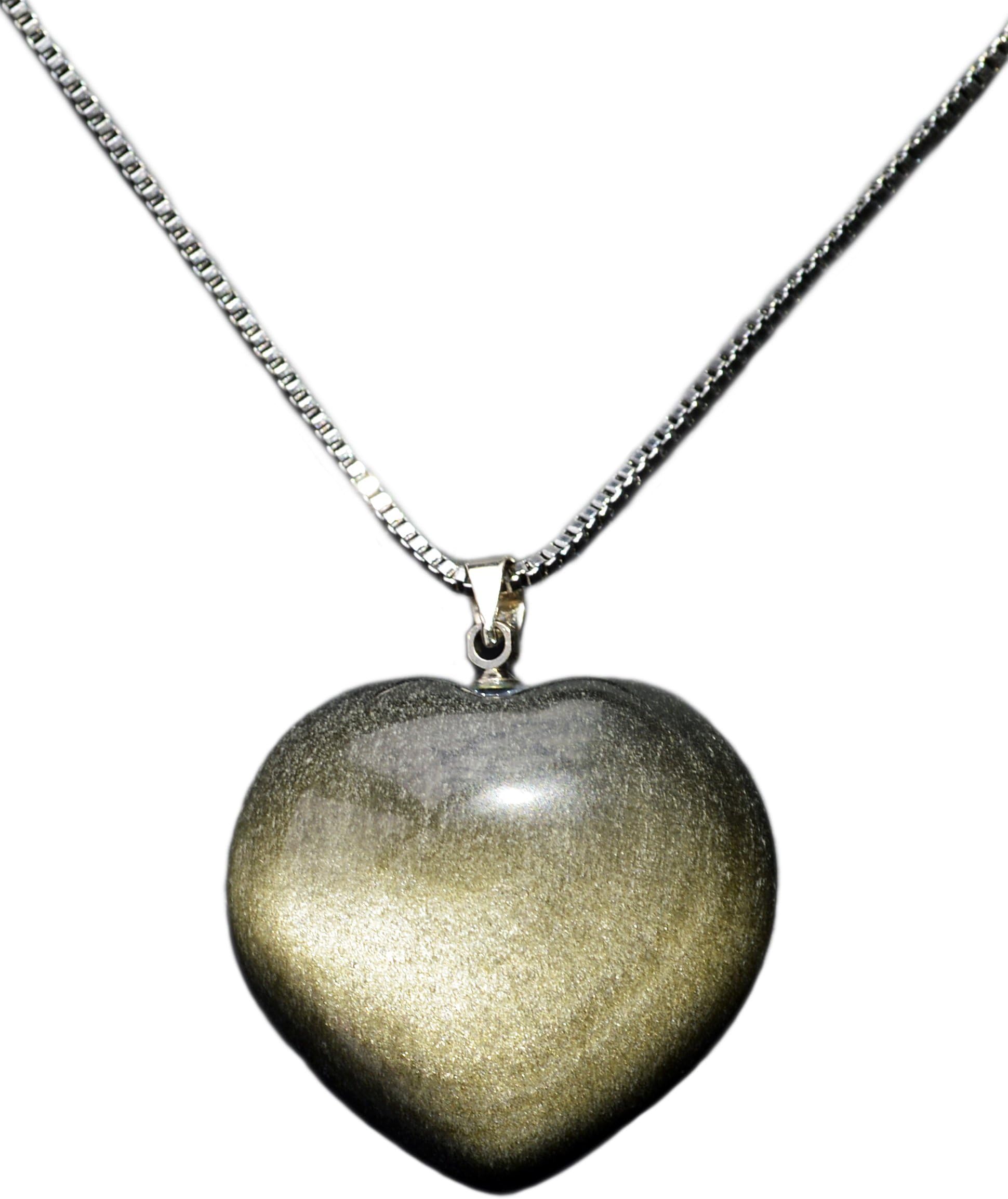 Heart Shape Pendant Made of Natural Gemstone, w 18" Metal Alloy Necklace Chain