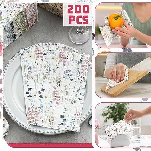 Miniatura 29 de Seajan 200 servilletas de papel de cuervo y gato, toallas de mano desechables para baño, toallas desechables para invitados de primavera y verano