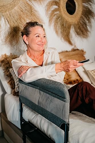 Miniatura 5 de KMINA Rieles laterales para camas para personas mayores, riel de asistencia de cama ajustable para personas mayores, bolsillo y bandeja de