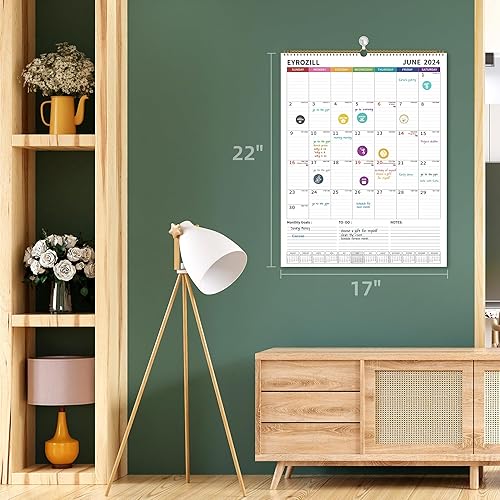 Miniatura 2 de Calendario de pared grande 2024-2025 de 17 x 22 pulgadas con espiral, calendario de 18 meses de enero de 2024 a junio de 2025, calendario mensual
