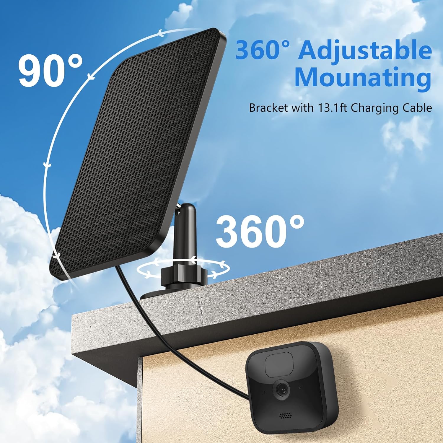 2 Pack 4W Solar Panel Compatible with Blink Camera, for Blink Outdoor 4 (4th Gen)/Blink Outdoor (3rd Gen) XT3 and Blink XT/XT2 Camera, Waterproof Blink Solar Panel with 13.1ft Cable